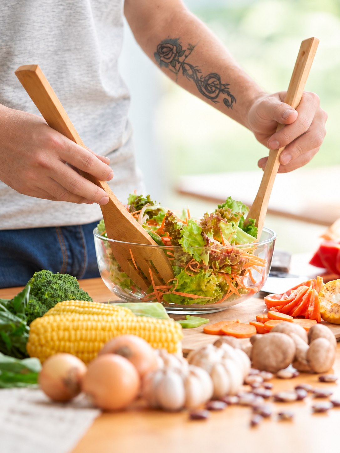 Préparation d’une salade de légumes